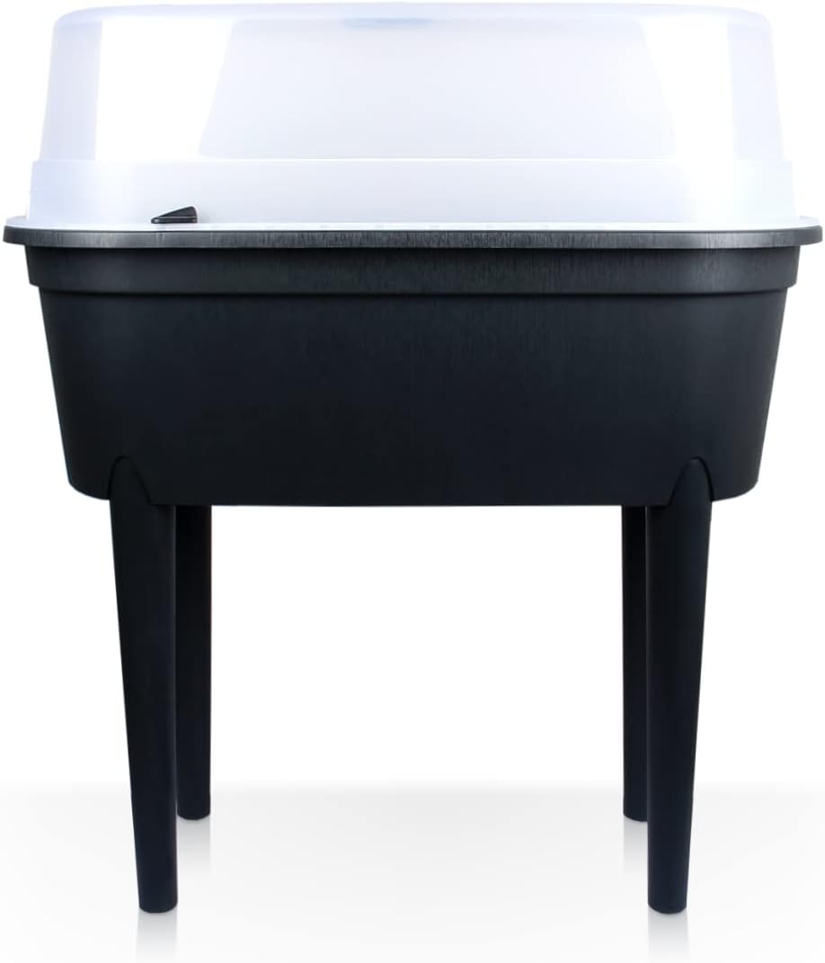 Stimo Anzuchttisch Hochbeet Pflanztisch mit Beinen und belüftbarer Deckel Pflanzkasten Balkon – Bild 3