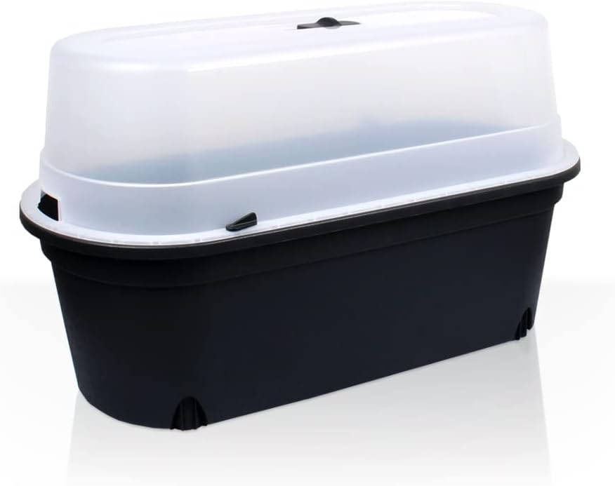 Stimo Anzuchttisch Hochbeet Pflanztisch mit Beinen und belüftbarer Deckel Pflanzkasten Balkon – Bild 5