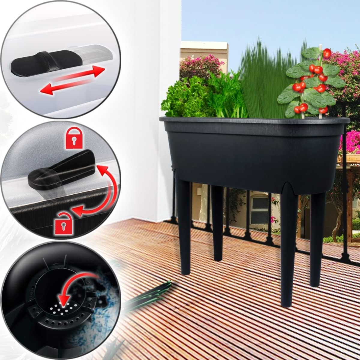 Stimo Anzuchttisch Hochbeet Pflanztisch mit Beinen und belüftbarer Deckel Pflanzkasten Balkon – Bild 2