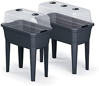 Hochbeet Anzuchttopf UV- & Frostbeständiger Blumentopf für Balkon & Terrasse Blumentopf Frühbeet Gewächshaus Blumenkasten mit Abdeckung Anthrazit (600) – Bild 5