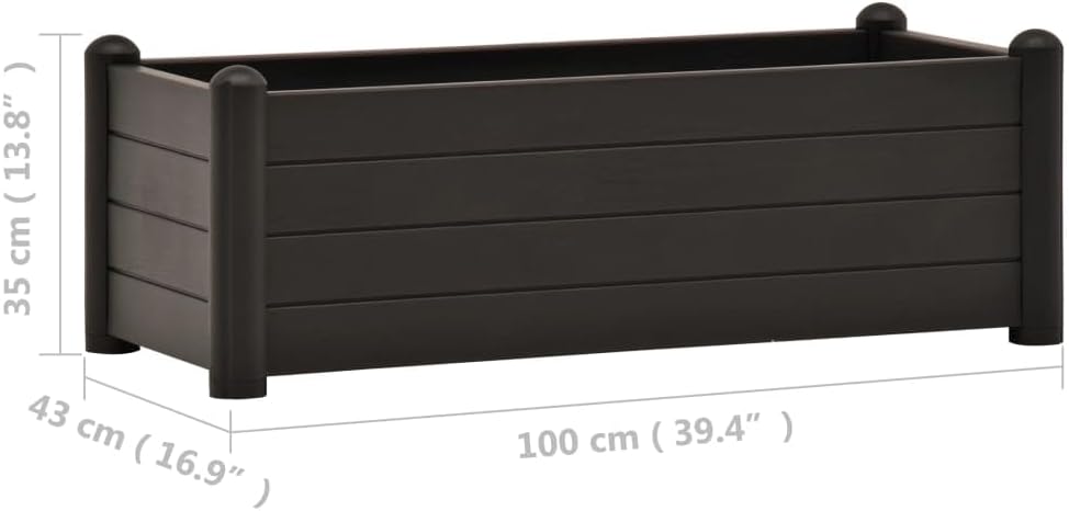 vidaXL Garten Hochbeet Blumenkasten Pflanzkasten Gemüsebeet Kräuterbeet Frühbeet Pflanzbeet Blumenkübel Pflanzkübel PP Anthrazit 100x43x35cm – Bild 5