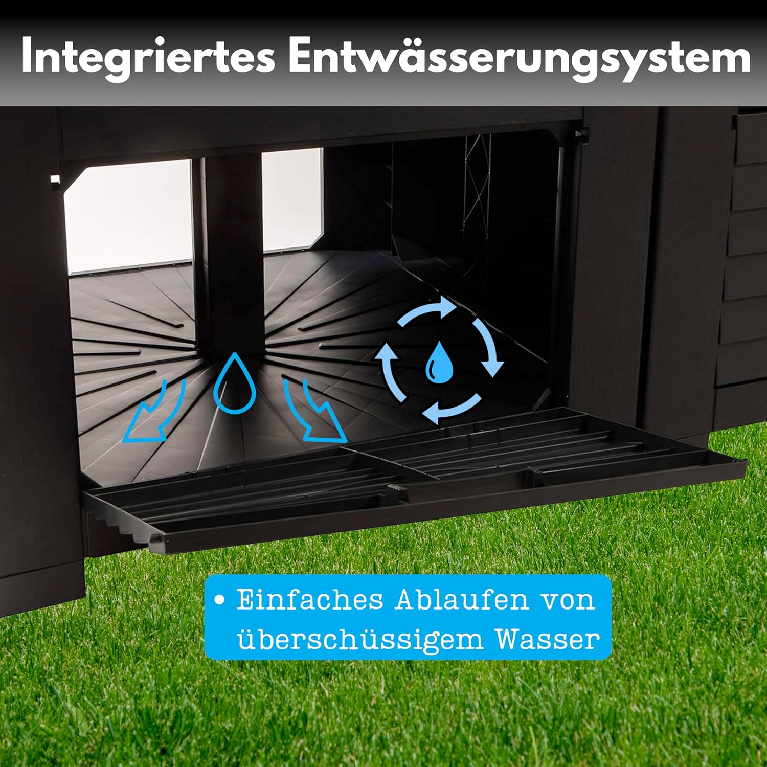 Hochbeet Garten XL, Hochbeet Kunststoff in Holzoptik, mit Zwei Staufächern, 150x76x78 cm, ca. 400 Liter, Farbe: anthrazit – Bild 6