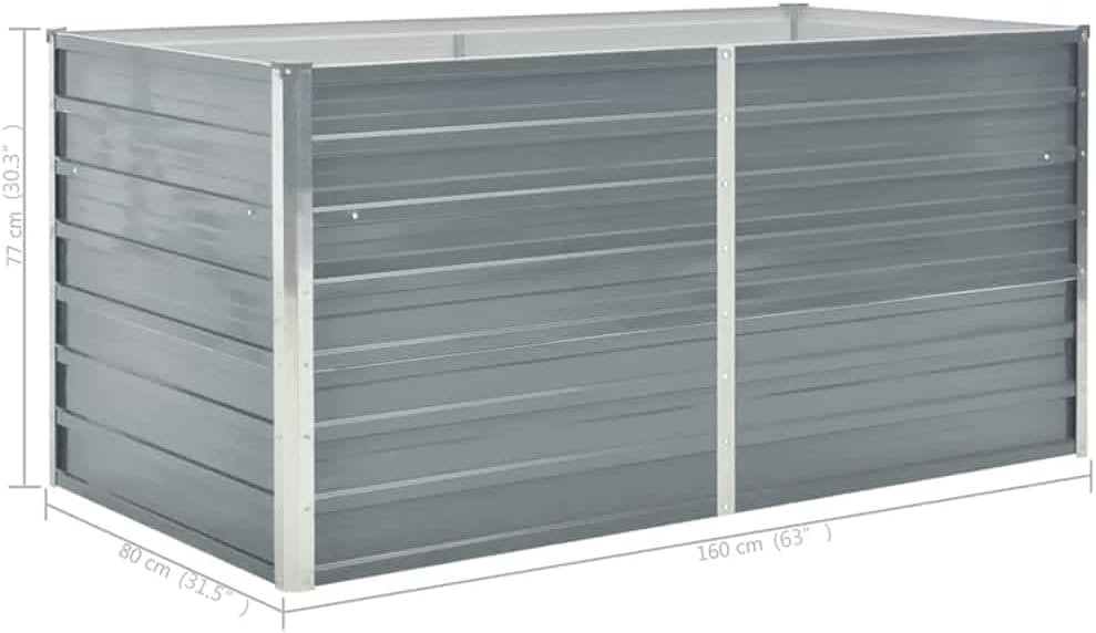 Hochbeet 160 x 80 x 77 cm Verzinkter Stahl Gartenbeet Pflanzbeet Frühbeet Grau – Bild 4