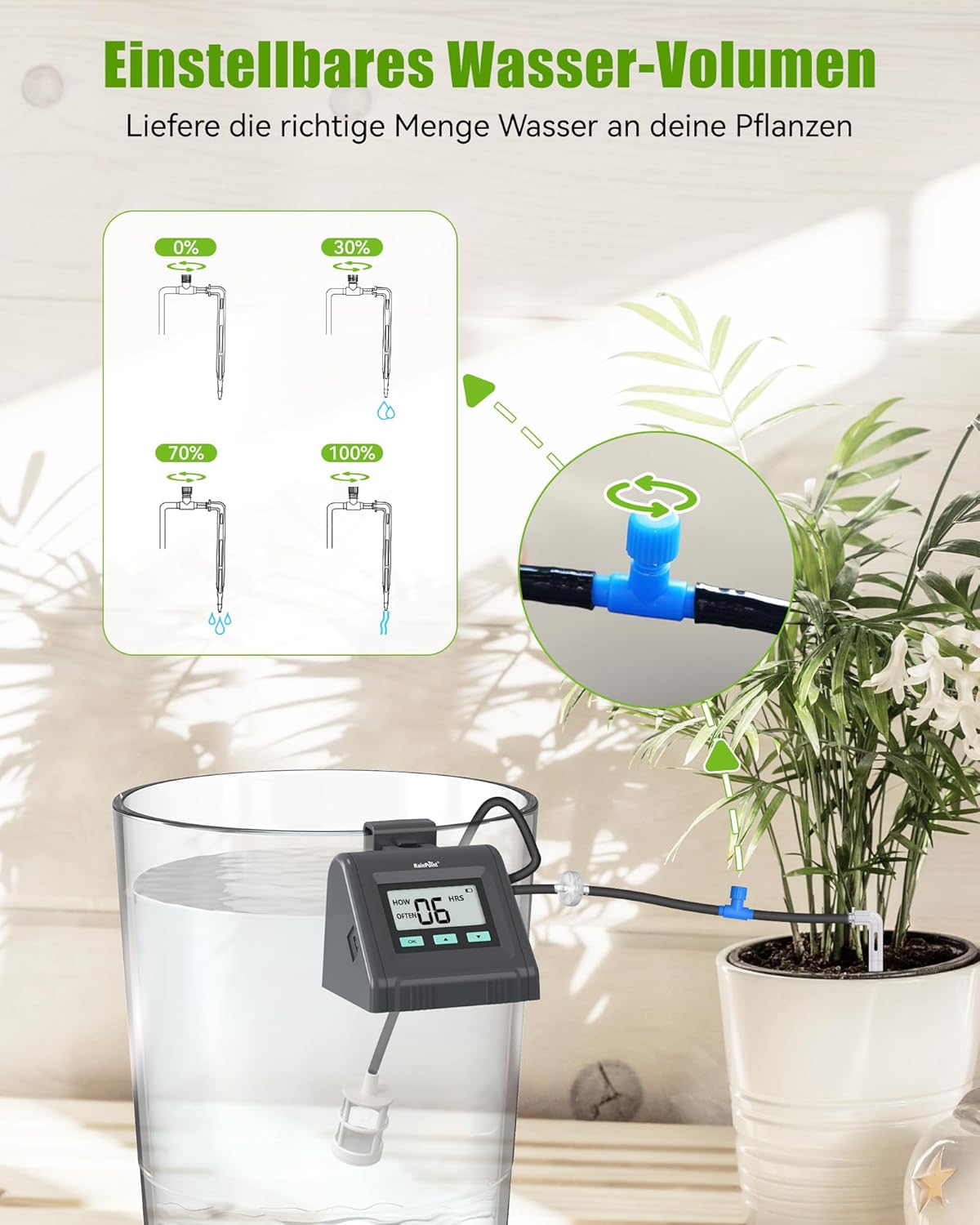 RAINPOINT Automatisches Bewässerungssystem, Einstellbare Wassermenge, Automatische Bewässerung für Zimmerpflanzen, Balkon, DIY-Tropfbewässerungsset für bis zu 10 Topfpflanzen – Bild 3