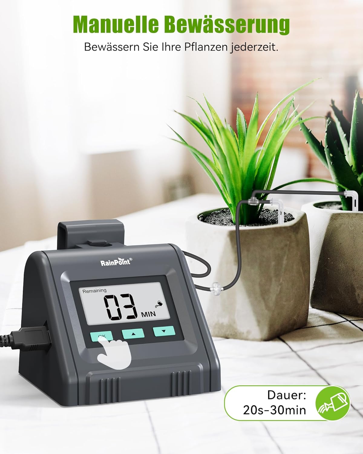 RAINPOINT Automatisches Bewässerungssystem, Einstellbare Wassermenge, Automatische Bewässerung für Zimmerpflanzen, Balkon, DIY-Tropfbewässerungsset für bis zu 10 Topfpflanzen – Bild 6