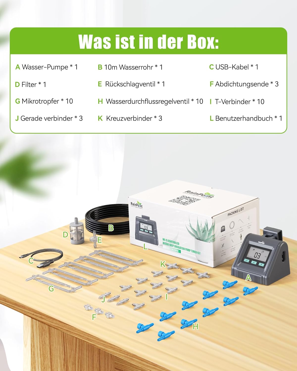 RAINPOINT Automatisches Bewässerungssystem, Einstellbare Wassermenge, Automatische Bewässerung für Zimmerpflanzen, Balkon, DIY-Tropfbewässerungsset für bis zu 10 Topfpflanzen – Bild 9