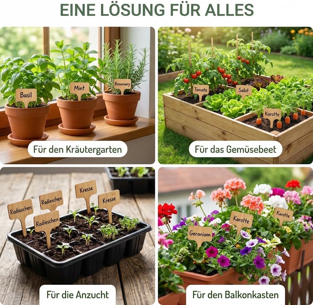 HappySeed 30x Bambus-Pflanzenstecker mit Marker - Umweltfreundliche Schilder für Anzuchttöpfe, Keimlinge und Stecklinge – Bild 4