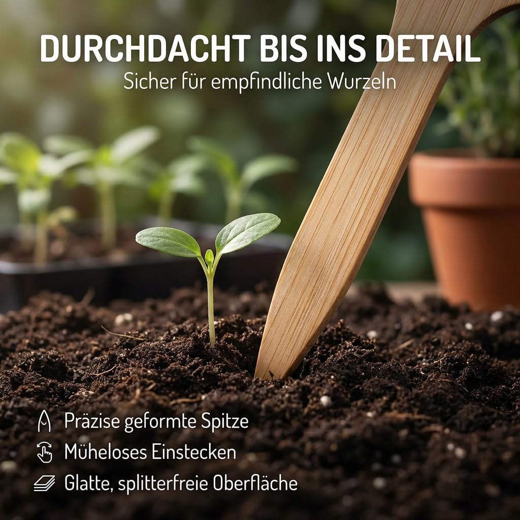 HappySeed 30x Bambus-Pflanzenstecker mit Marker - Umweltfreundliche Schilder für Anzuchttöpfe, Keimlinge und Stecklinge – Bild 7