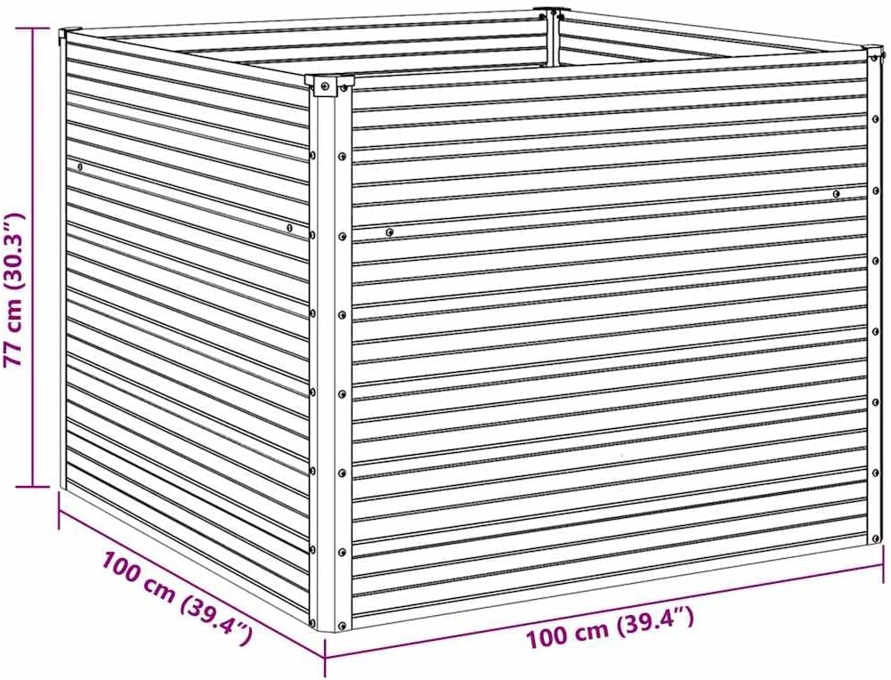 vidaXL Hochbeet Verzinkter Stahl 100x100x77cm Gartenbeet Gemüsebeet Pflanzbeet – Bild 2