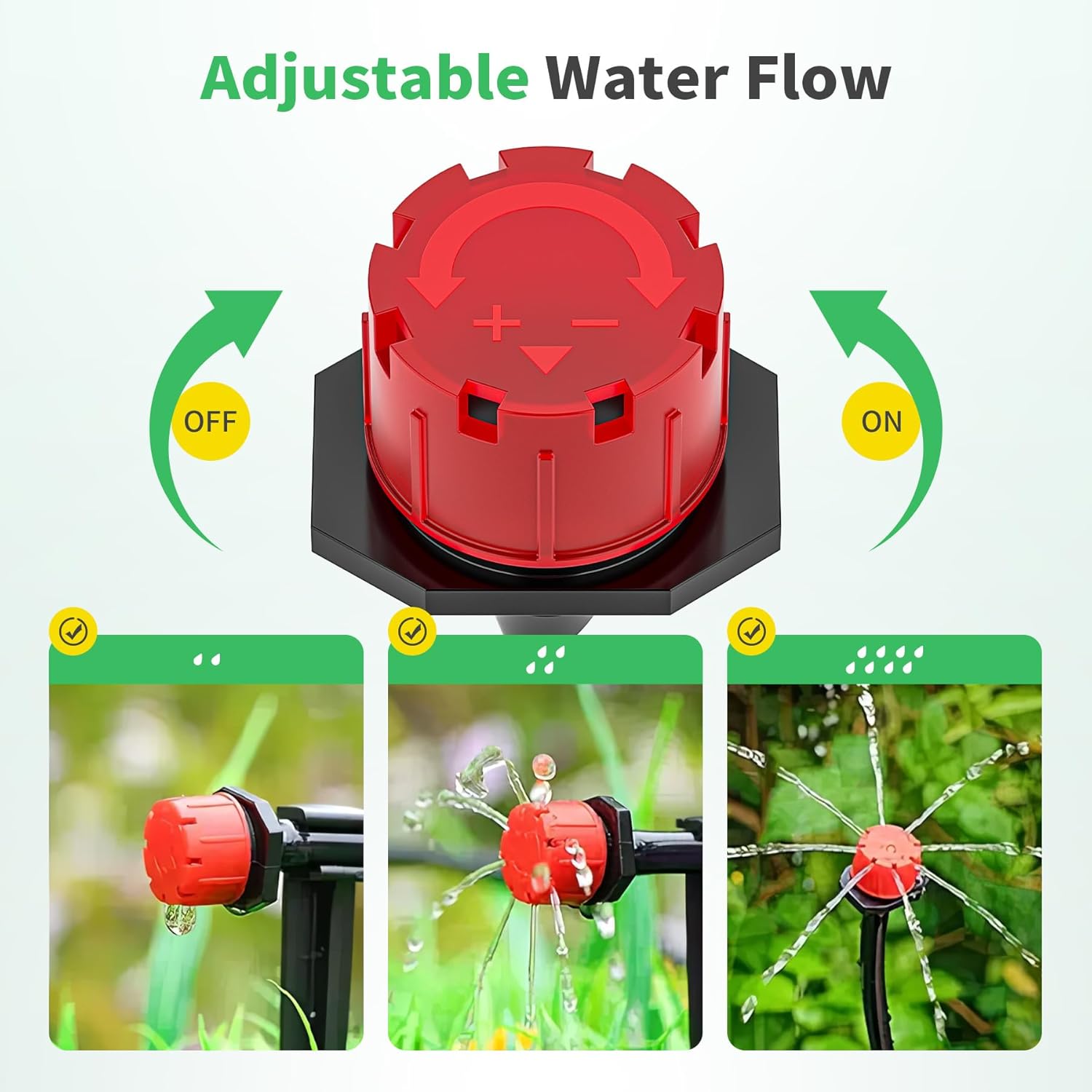 Forever Speed 180PCS Automatische Bewässerung Tropf Set, 60 Einstellbare Tropfer + 60 T-Steckverbinder + 60 Gartenschlauch-Halterung für Gärten, Gewächshäuser, Rasenflächen - Rot – Bild 4