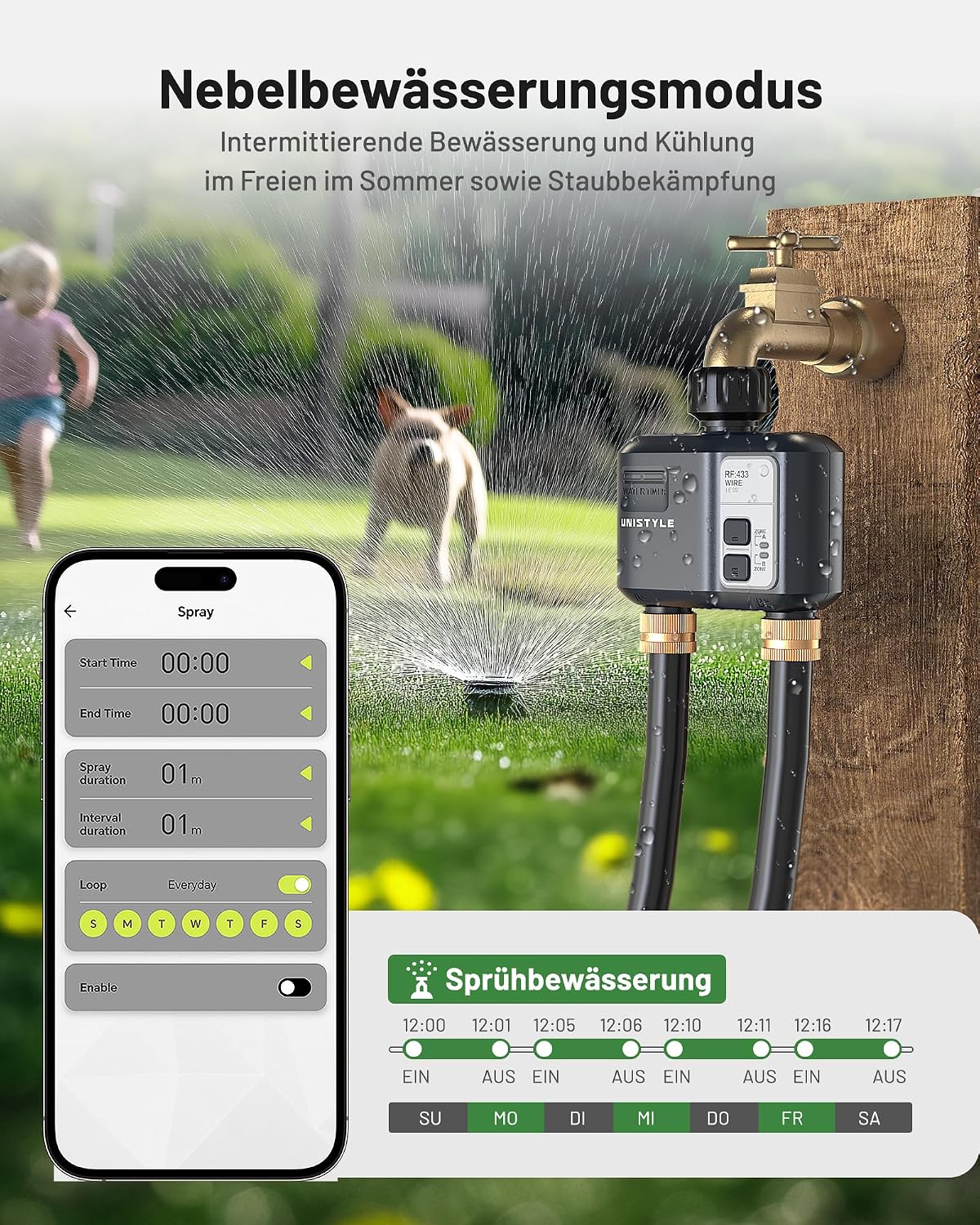 Irrigation Computer WLAN 2 Outputs: Easy Garden Watering with App & Language, 5 Individual Irrigation Plans, Smart Water Control for Lawn Sprinkler & Automatic Garden Irrigation System – Bild 4