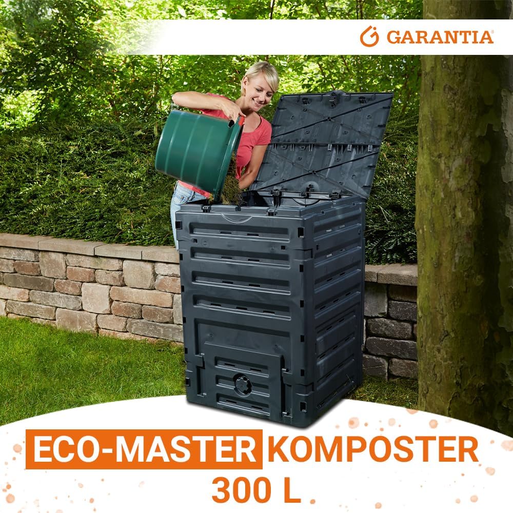 GARANTIA ECO-Master Plastic Compost Bin 300 Litre Black | For garden waste and composting, quick composter garden with large opening, practical removal thanks to recessed grip – Bild 2