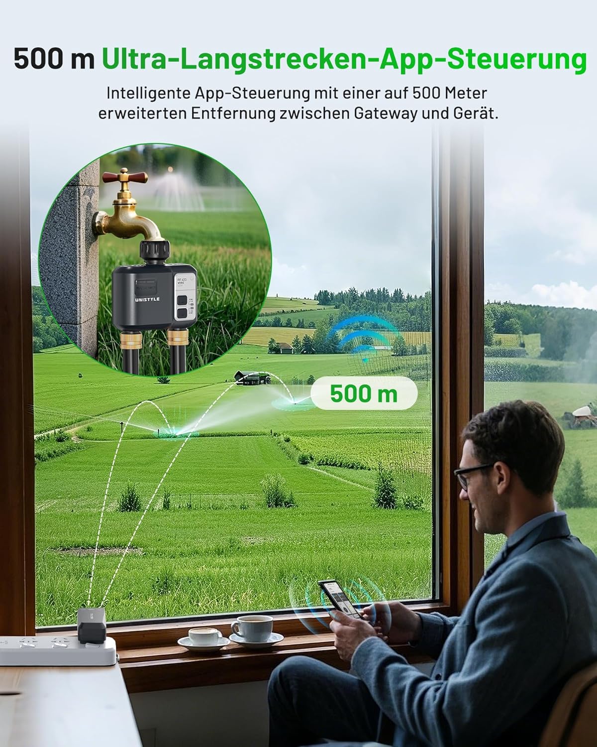 Irrigation Computer WLAN 2 Outputs: Easy Garden Watering with App & Language, 5 Individual Irrigation Plans, Smart Water Control for Lawn Sprinkler & Automatic Garden Irrigation System – Bild 2