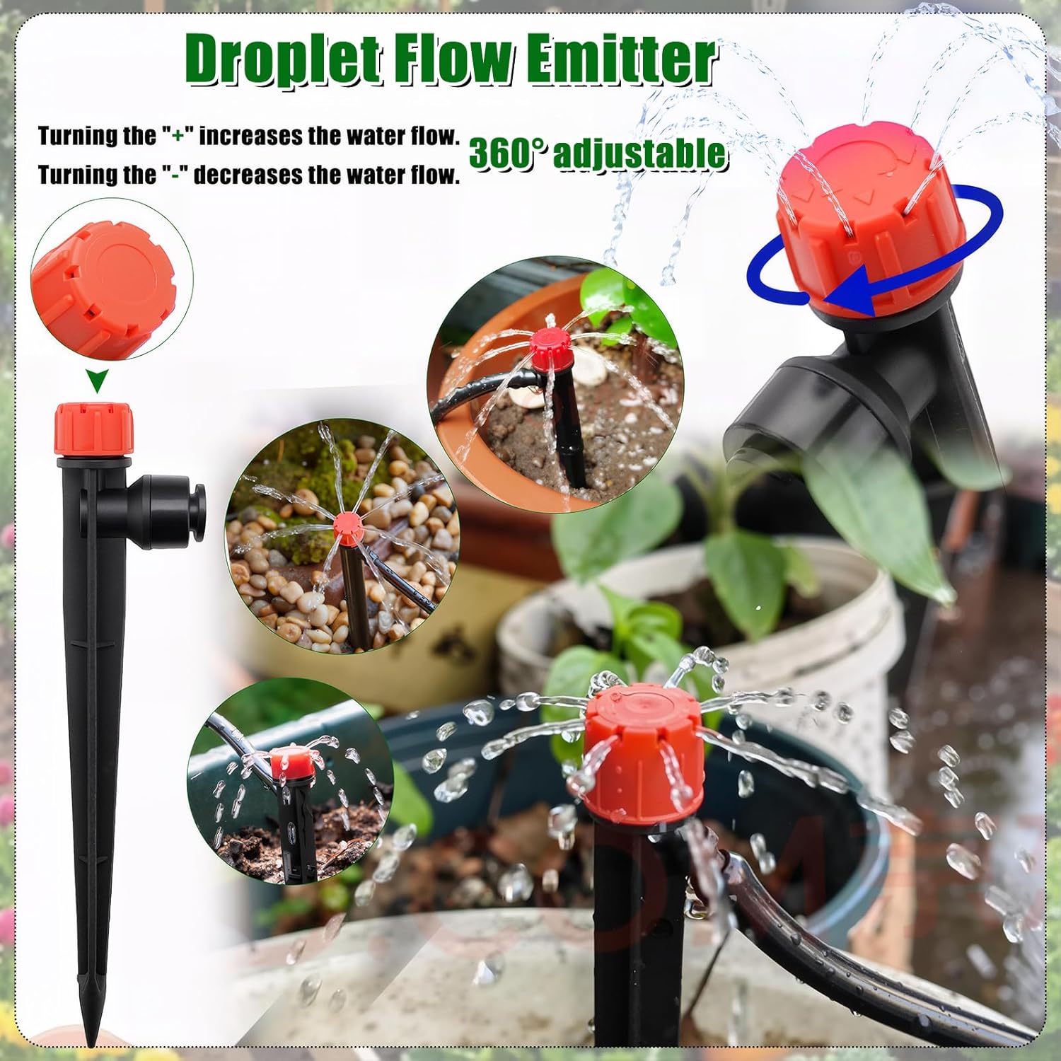 Watering System Garden Drip Irrigation Kits 25 m + 15 m Irrigation Garden Irrigation System Greenhouse Misting Cooling System for Raised Bed Landscape Patio Plants – Bild 4