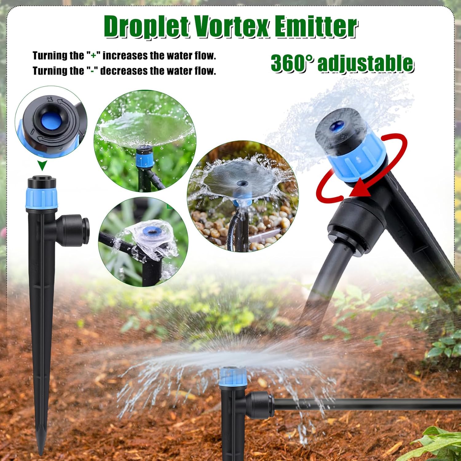 Watering System Garden Drip Irrigation Kits 25 m + 15 m Irrigation Garden Irrigation System Greenhouse Misting Cooling System for Raised Bed Landscape Patio Plants – Bild 5