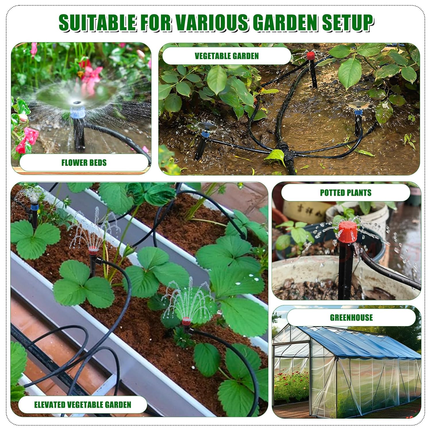 Watering System Garden Drip Irrigation Kits 25 m + 15 m Irrigation Garden Irrigation System Greenhouse Misting Cooling System for Raised Bed Landscape Patio Plants – Bild 6