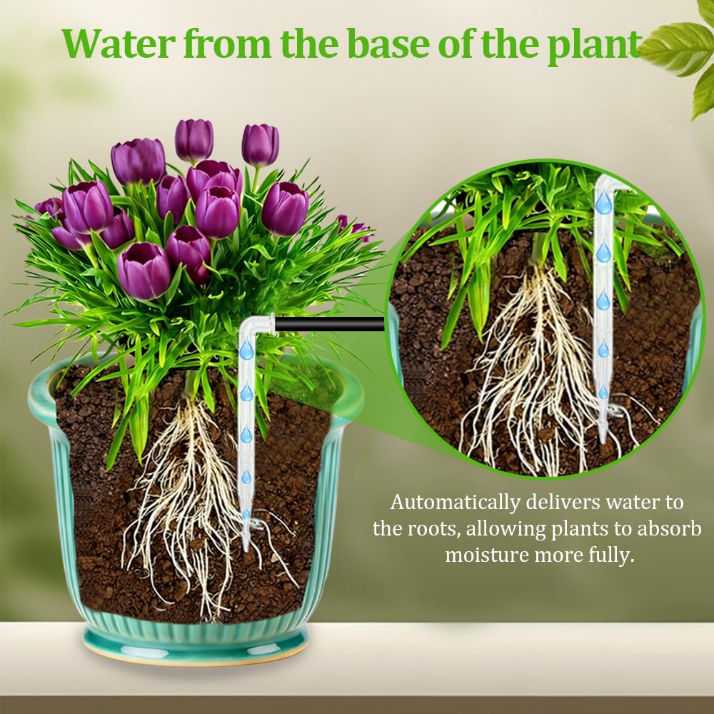 Solar Irrigation System, Automatic Watering for Plants on Holiday, Automatic Solar Drip Irrigation with 15 m Drip Hose for Garden, Balcony Plants, Potted Plants, Outdoor Pot Plants – Bild 4