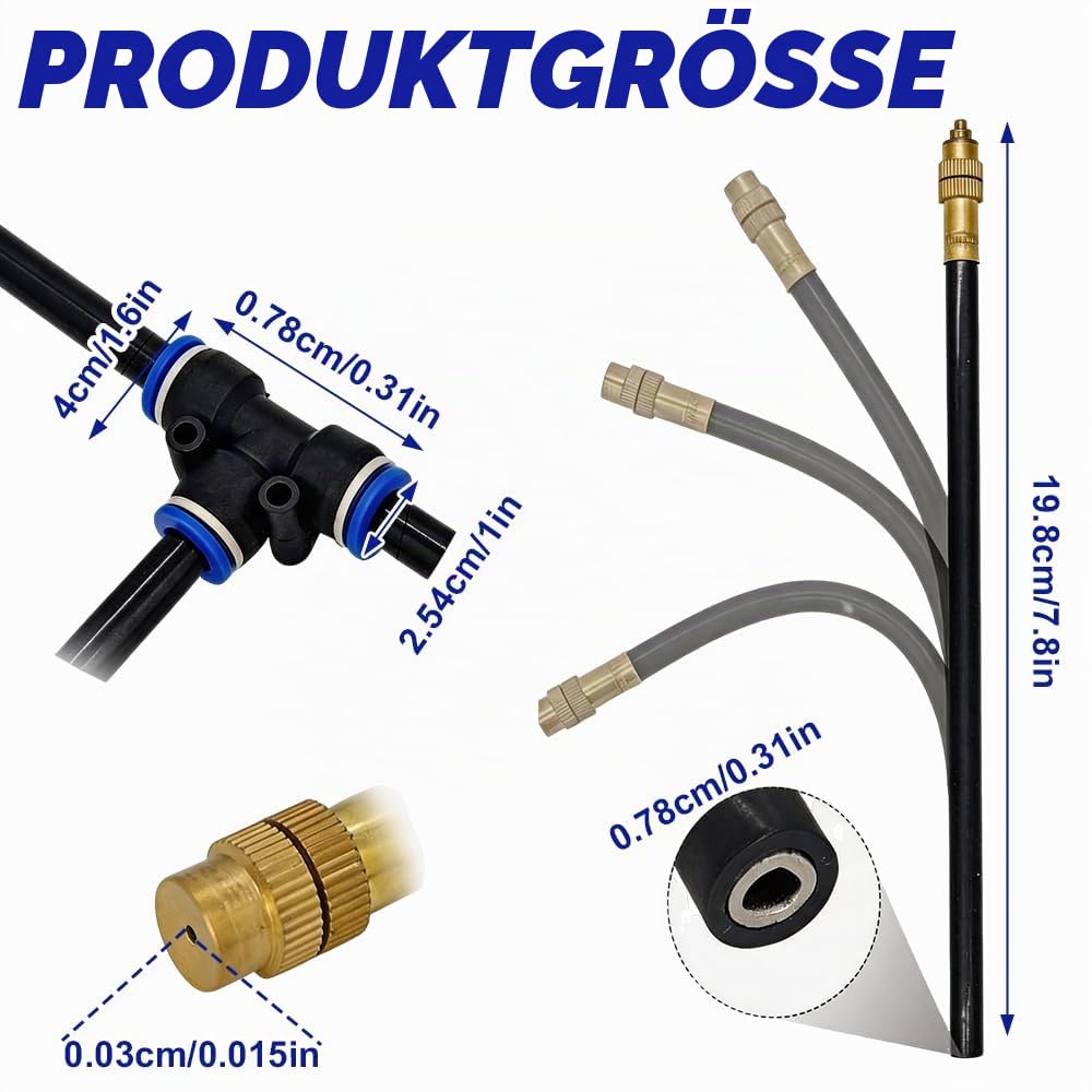 Garden Irrigation System, 360° Automatic Irrigation Hose, Garden Watering System 20 m with 20 Adjustable Nozzles, Automatic Irrigation System for Garden, Greenhouse, Raised Bed – Bild 2