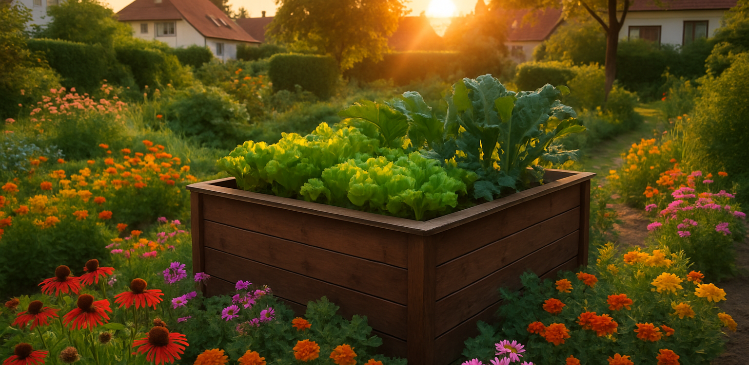 hochbeet in der abendsonne